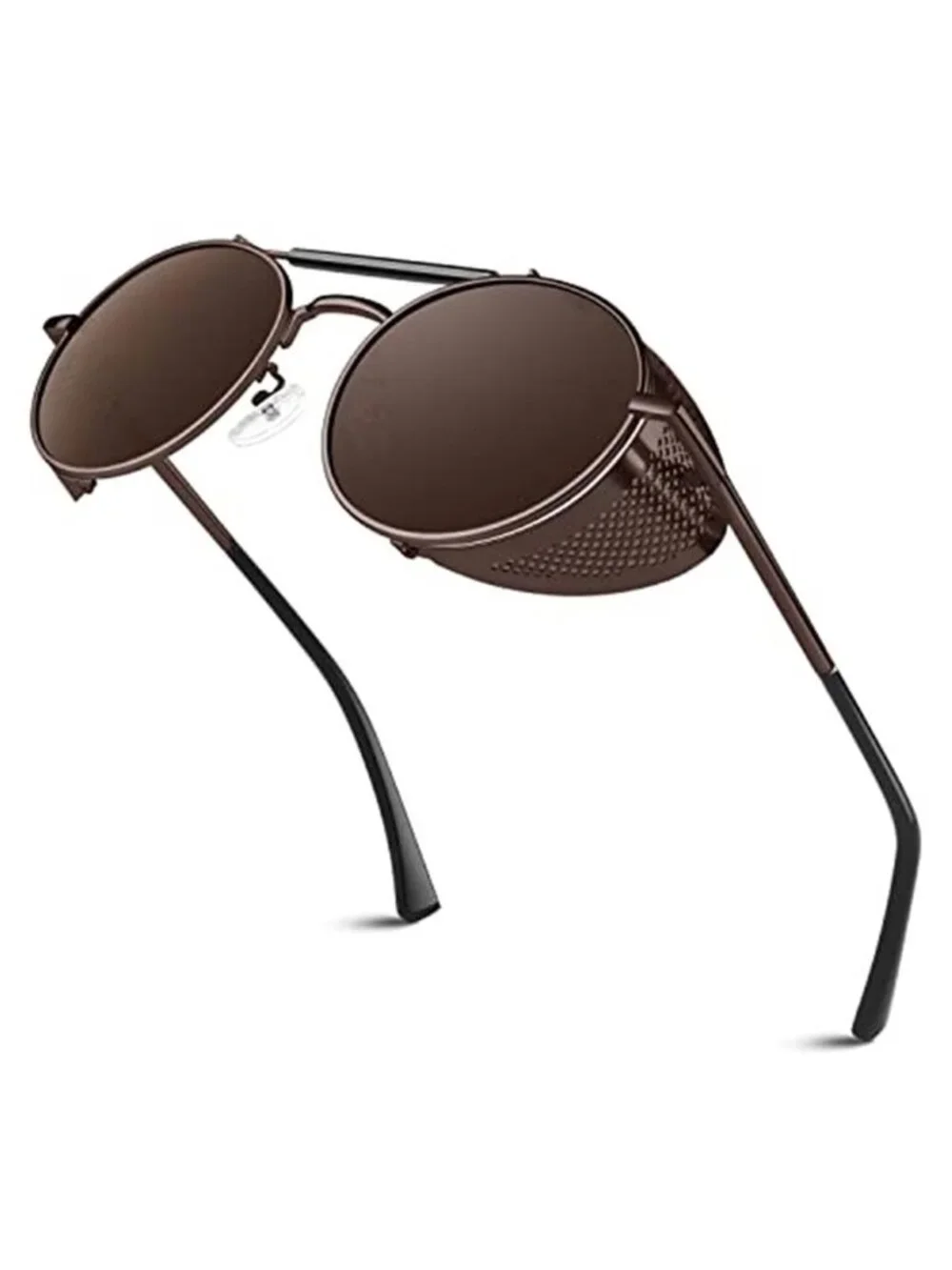 Men's Retro Round Polarized Steampunk Sunglasses